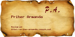Priher Armanda névjegykártya